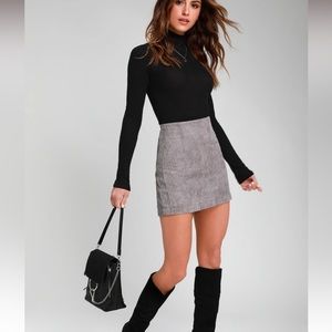 Lulus Light Grey Corduroy Mini Skirt - Size M NEW WITH TAGS
